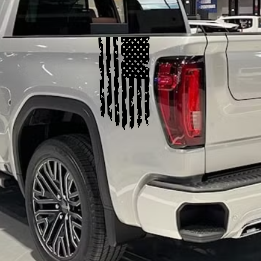 USA Flag Decal for Trucks - Distressed Style 17"X9"in