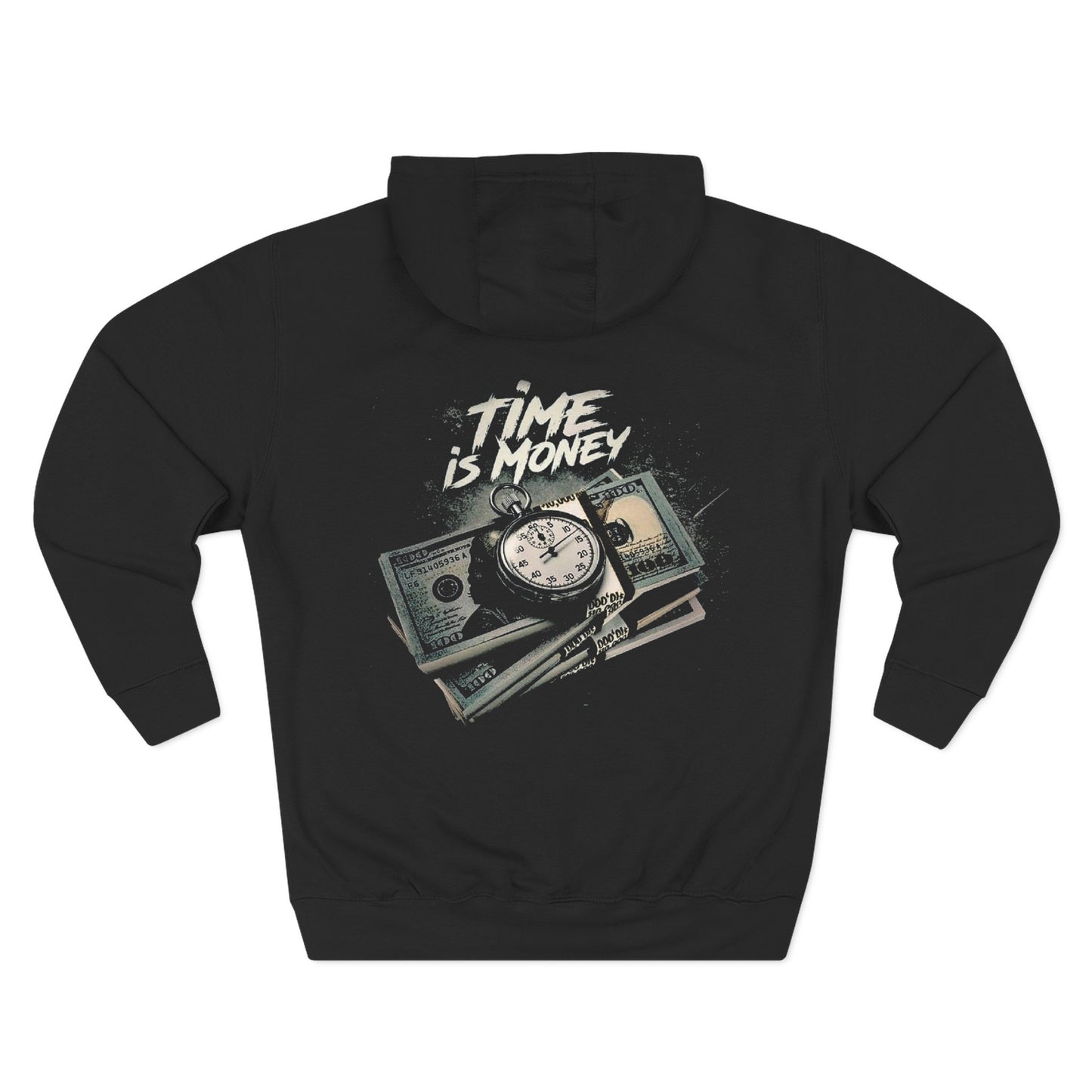 Time Is Money Hoodie — Vintage Pocket Watch & Cash Graphic Fleece Hoodie