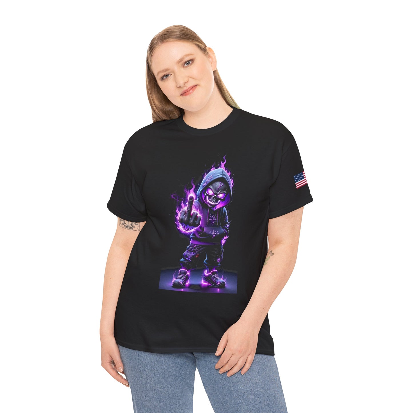 Skull Hoodlum Tee — Neon Purple Grim Reaper Streetwear T‑Shirt