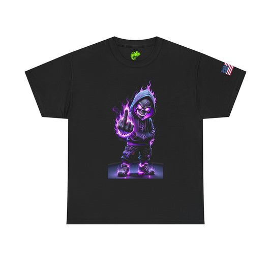 Skull Hoodlum Tee — Neon Purple Grim Reaper Streetwear T‑Shirt
